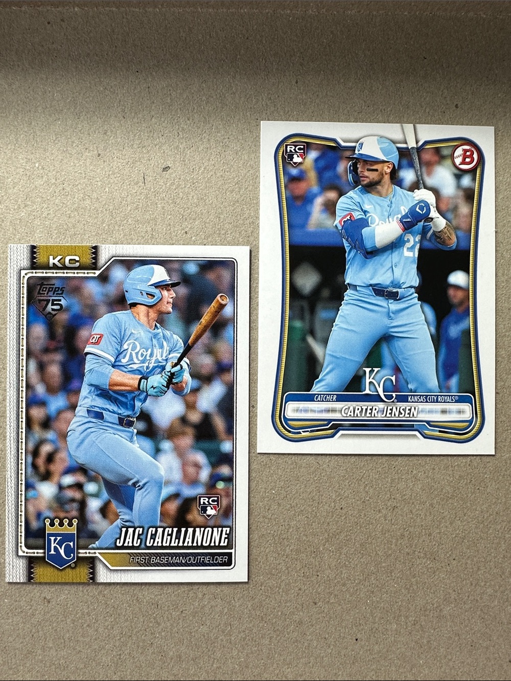 Jac Caglianone/Pasquantino/Jensen rookie cards w/ Bobby Witt Jr & Perez (17) - Picture 2 of 16